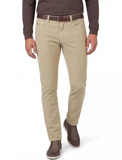 Tramarossa Broek Tramarossa beige rib katoen normale fit