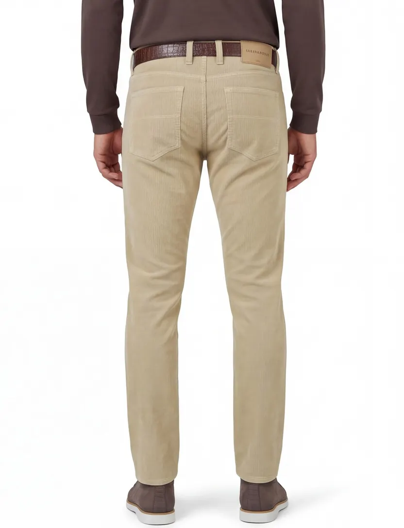 Broek Tramarossa beige rib katoen normale fit
