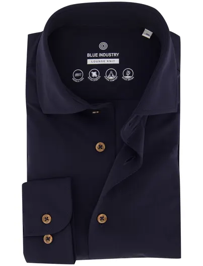 Blue Industry Blue Industry overhemd donkerblauw effen