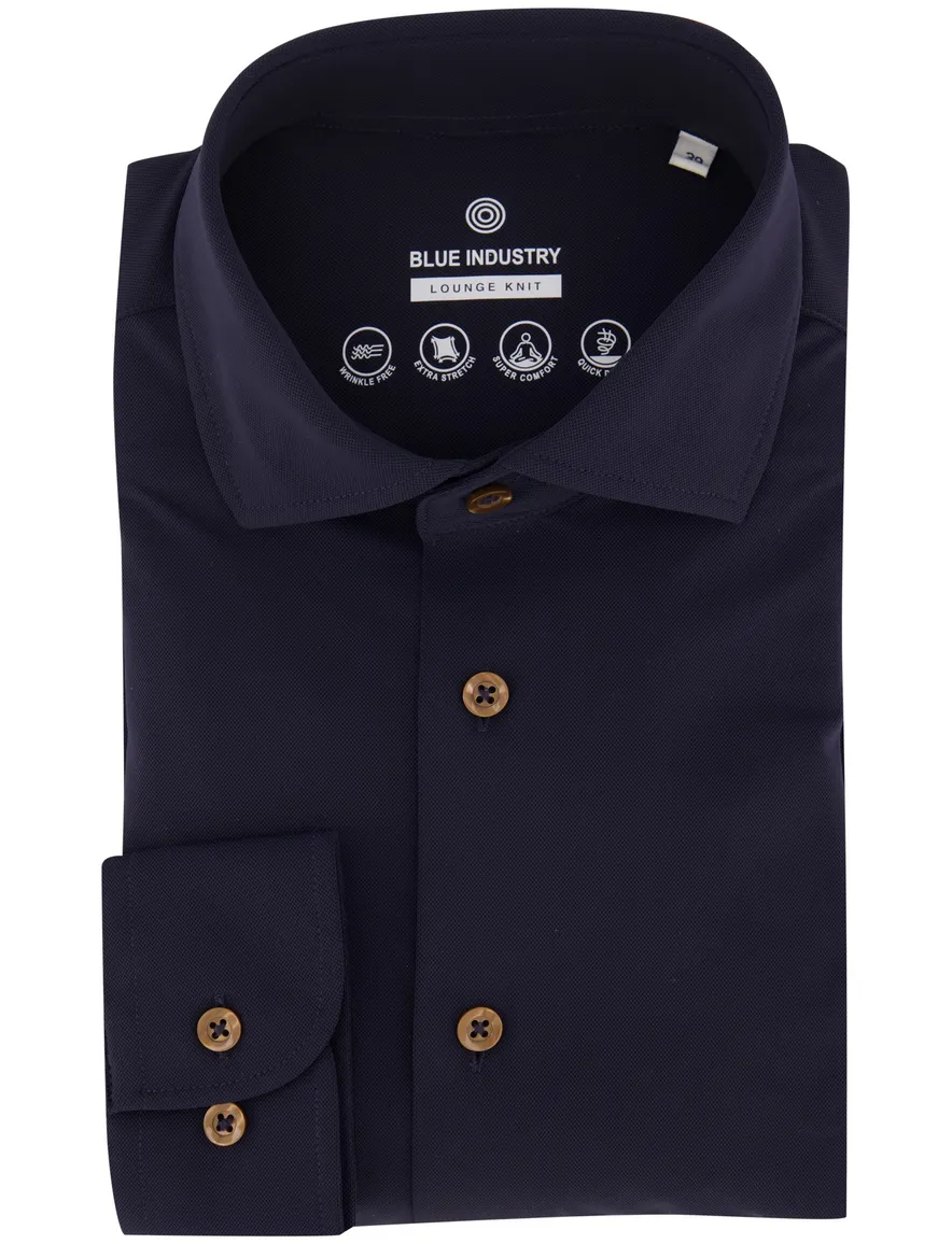 Blue Industry overhemd donkerblauw effen