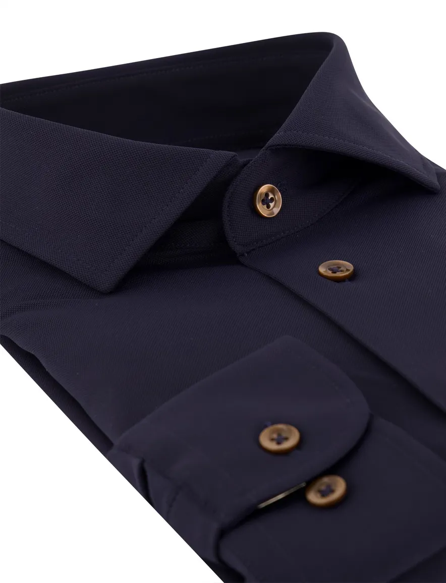 Blue Industry overhemd donkerblauw effen