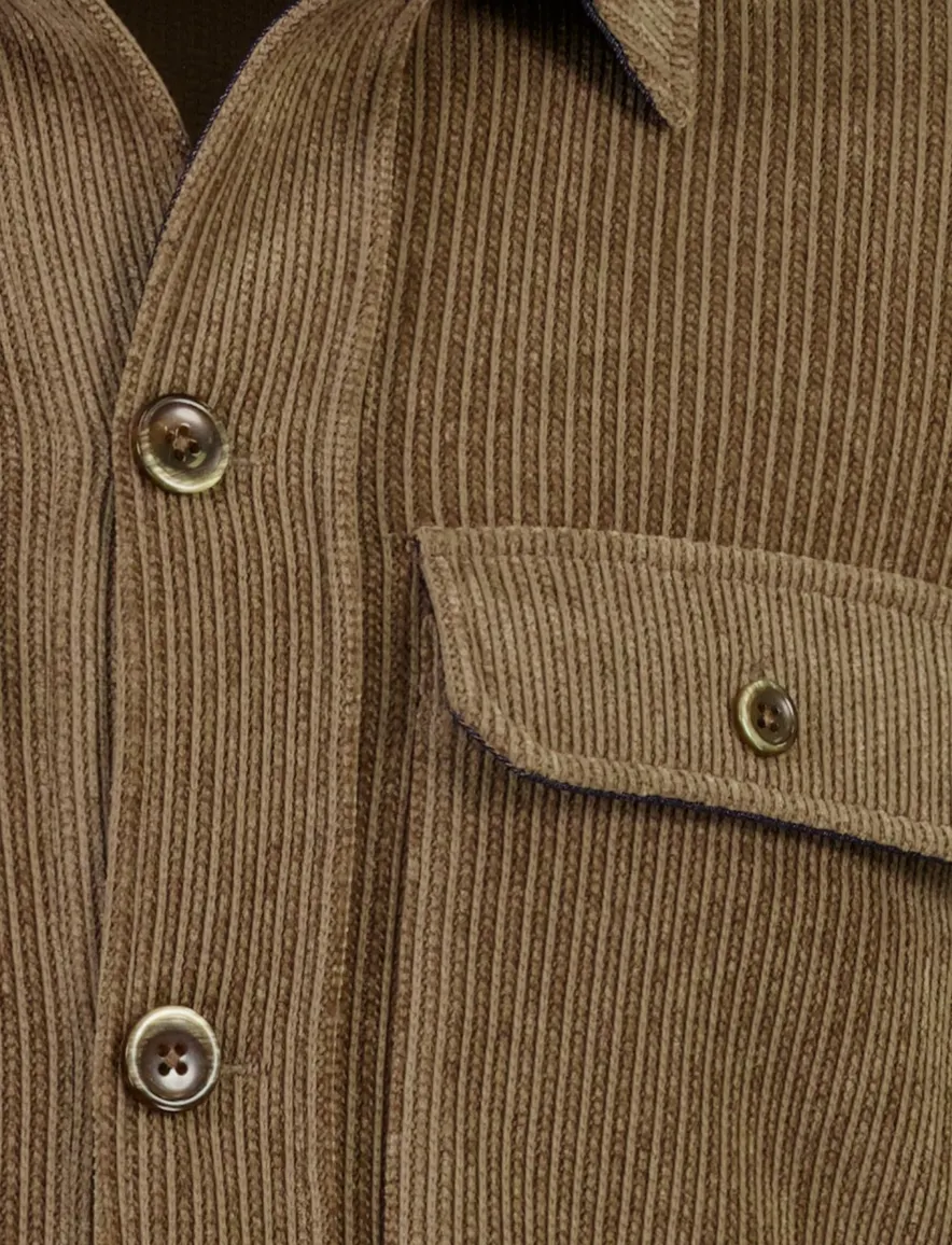 Blue Industry overshirt bruin corduroy met borstzak