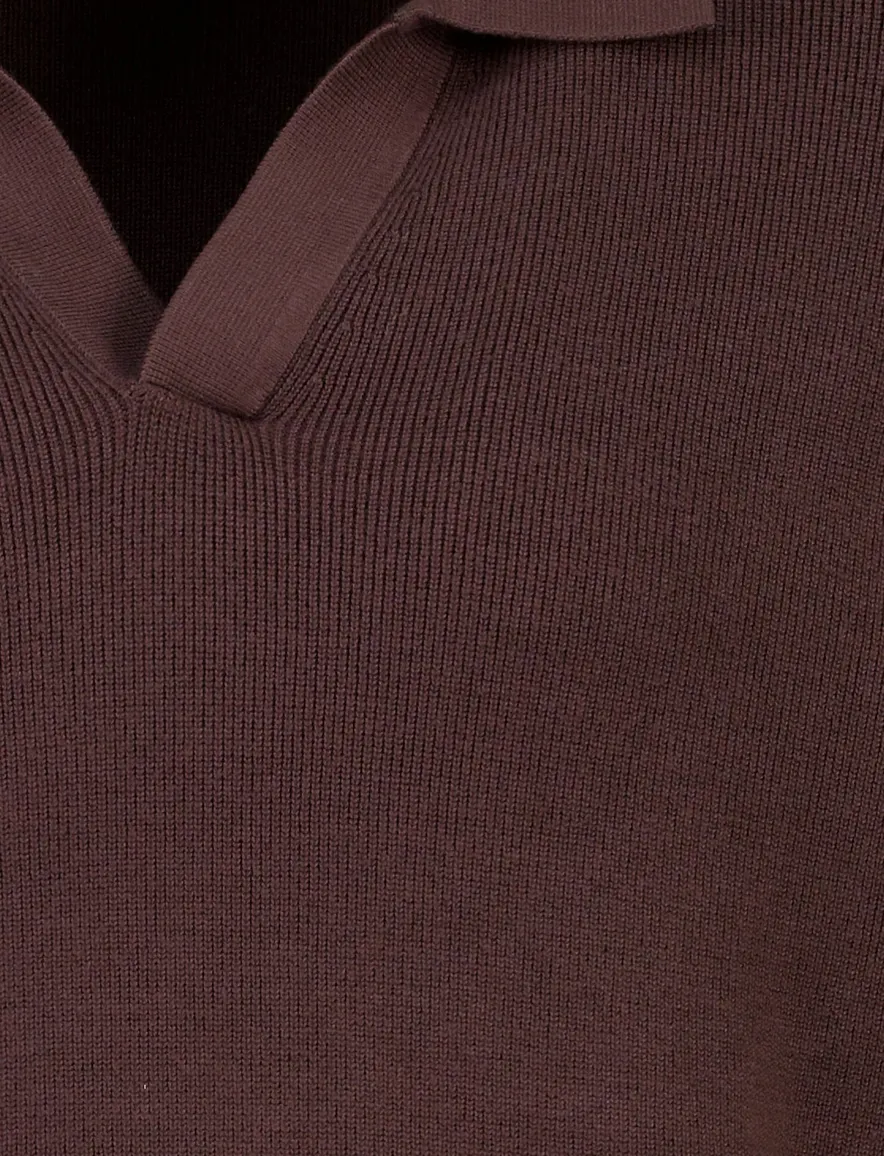 Blue Industry poloshirt bruin v hals stretch