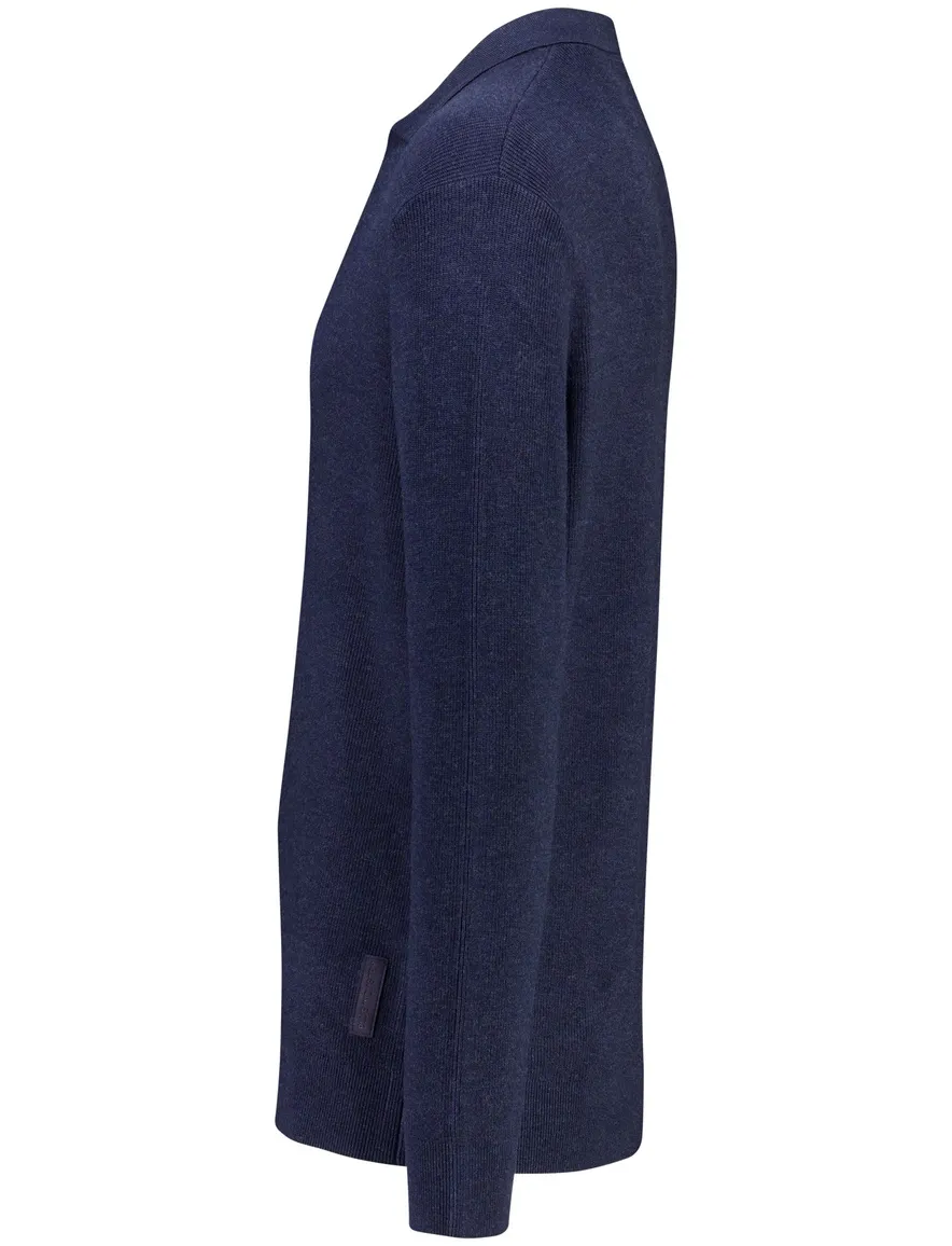 Blue Industry polo donkerblauw gemeleerd stretch v hals