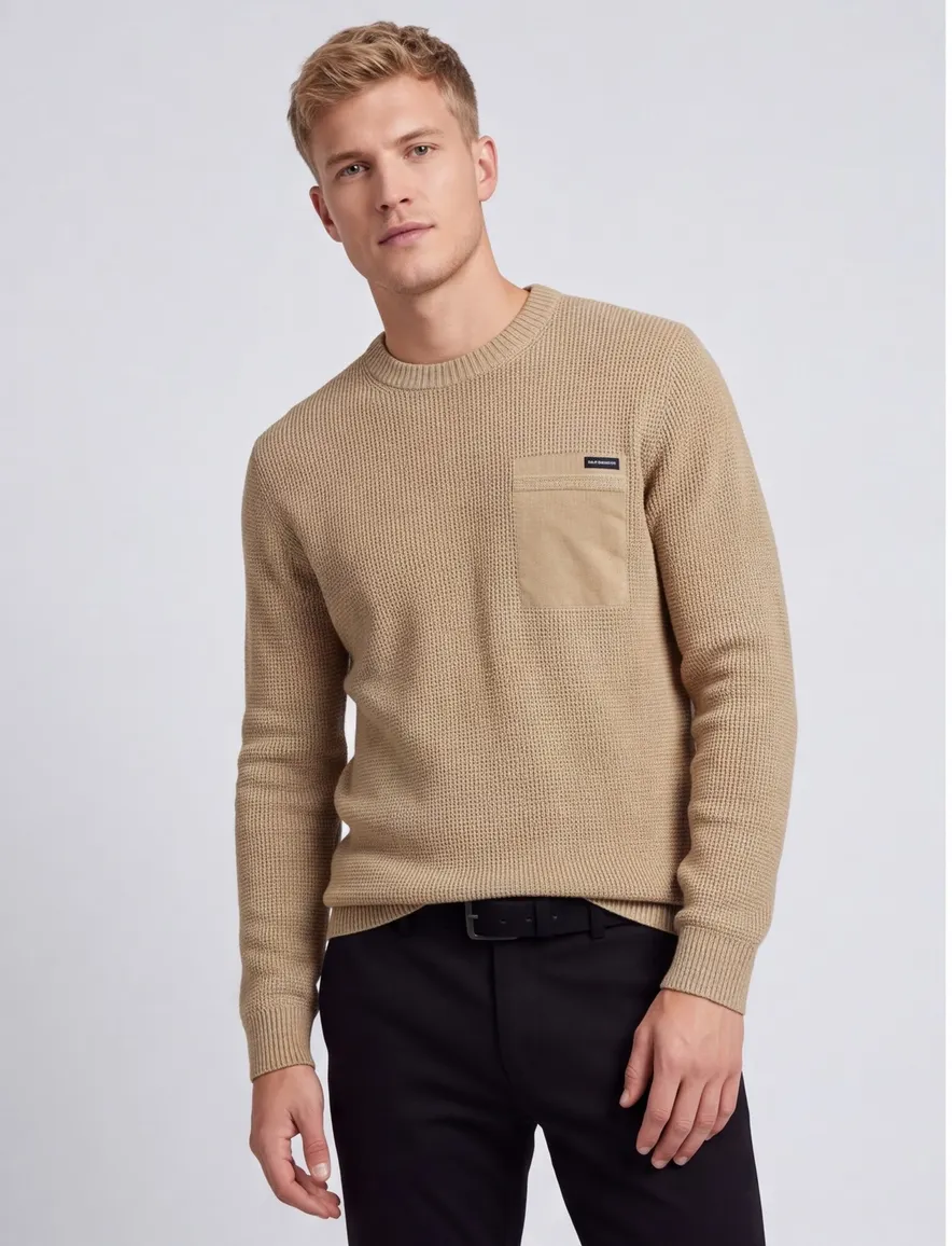 Blue Industry trui camel ronde hals