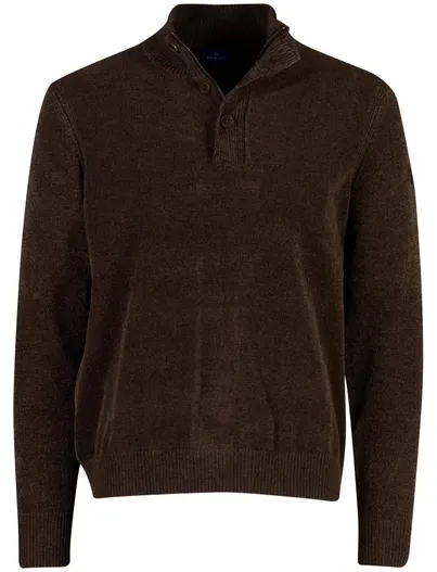 Blue Industry Blue Industry trui bruin met half zip knopen en rits