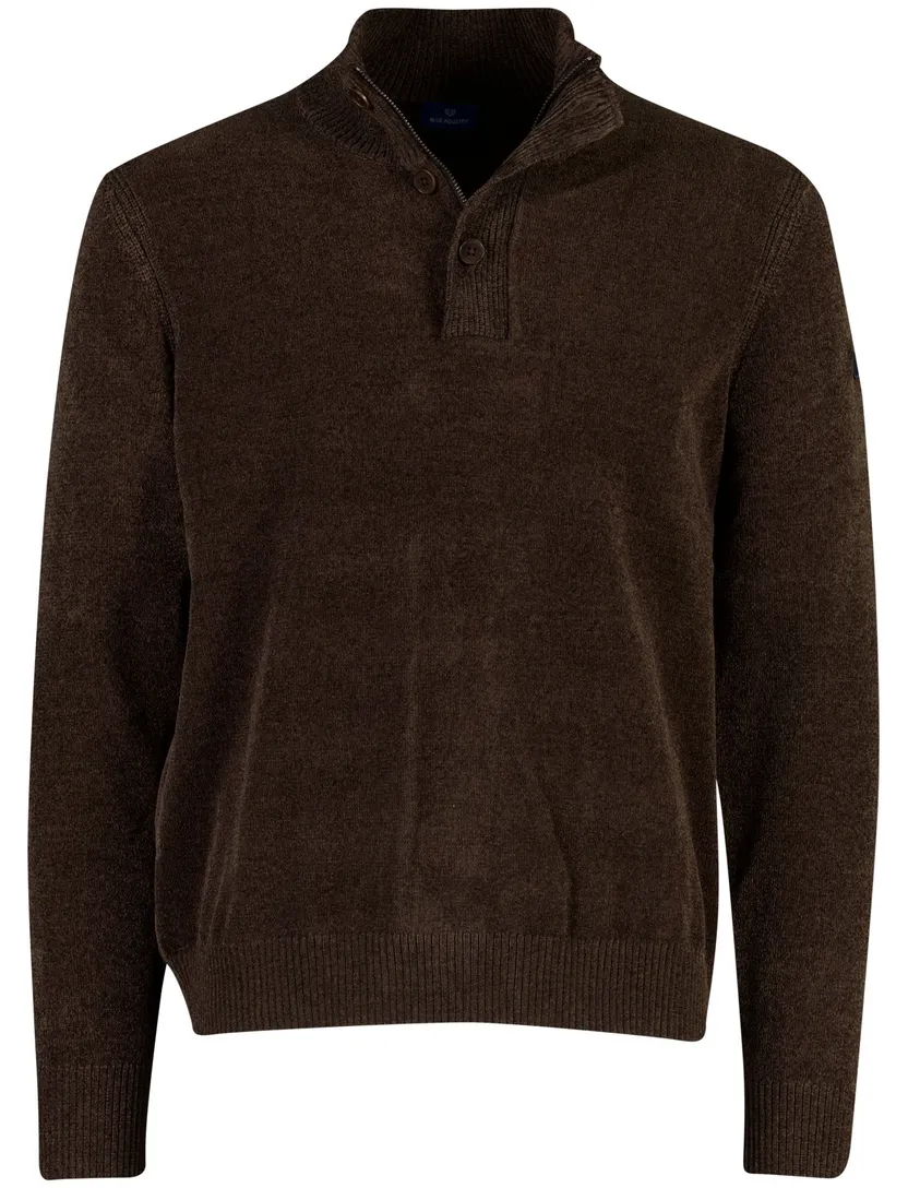 Trui Blue Industry bruin half zip knopen en rits