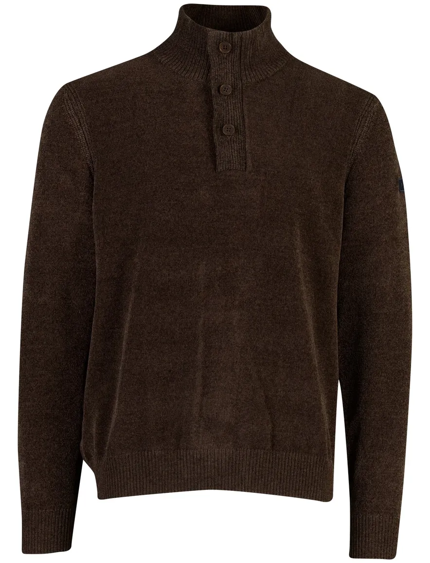 Blue Industry trui bruin met half zip knopen en rits
