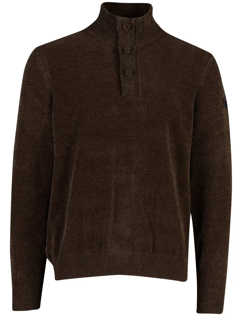 Trui Blue Industry bruin half zip knopen en rits