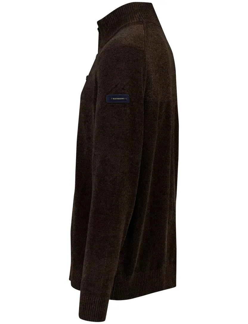 Trui Blue Industry bruin half zip