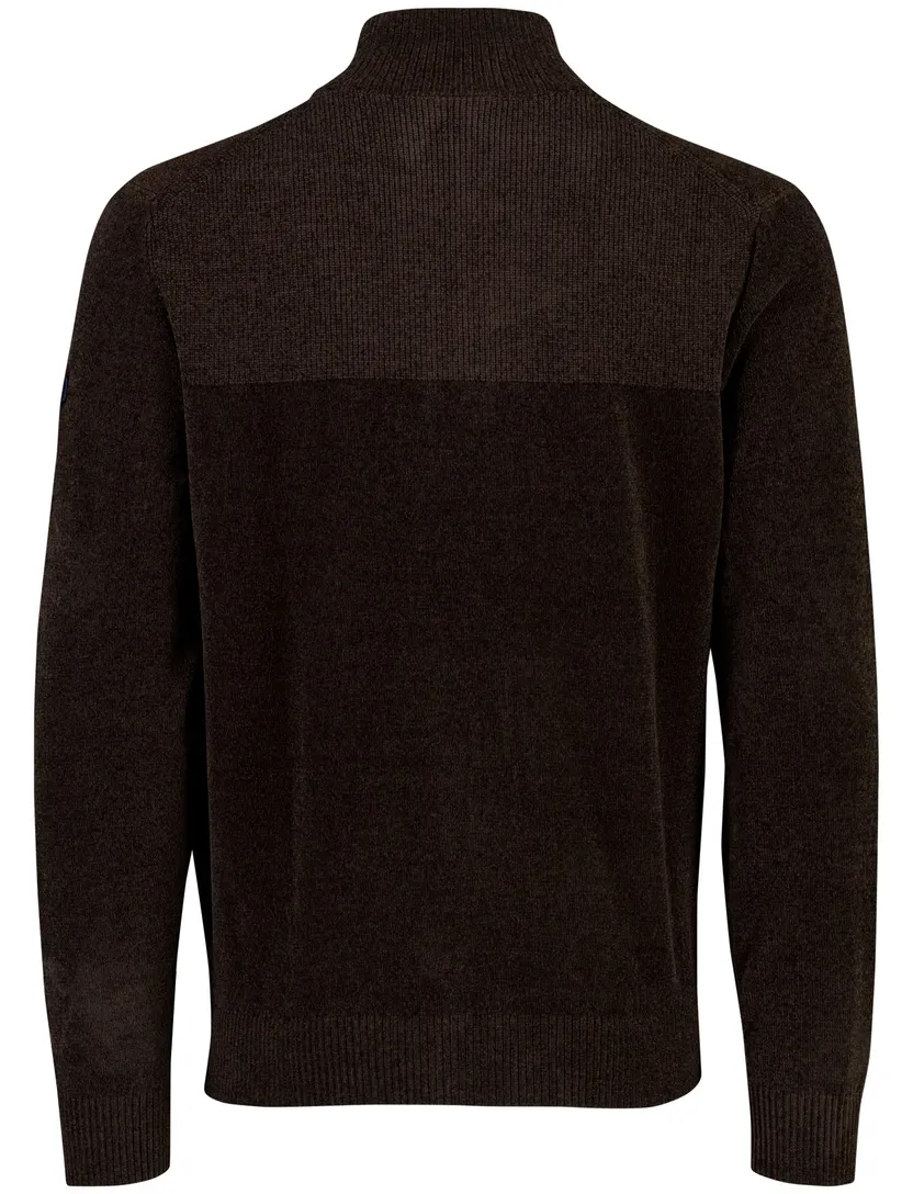 Trui Blue Industry bruin half zip