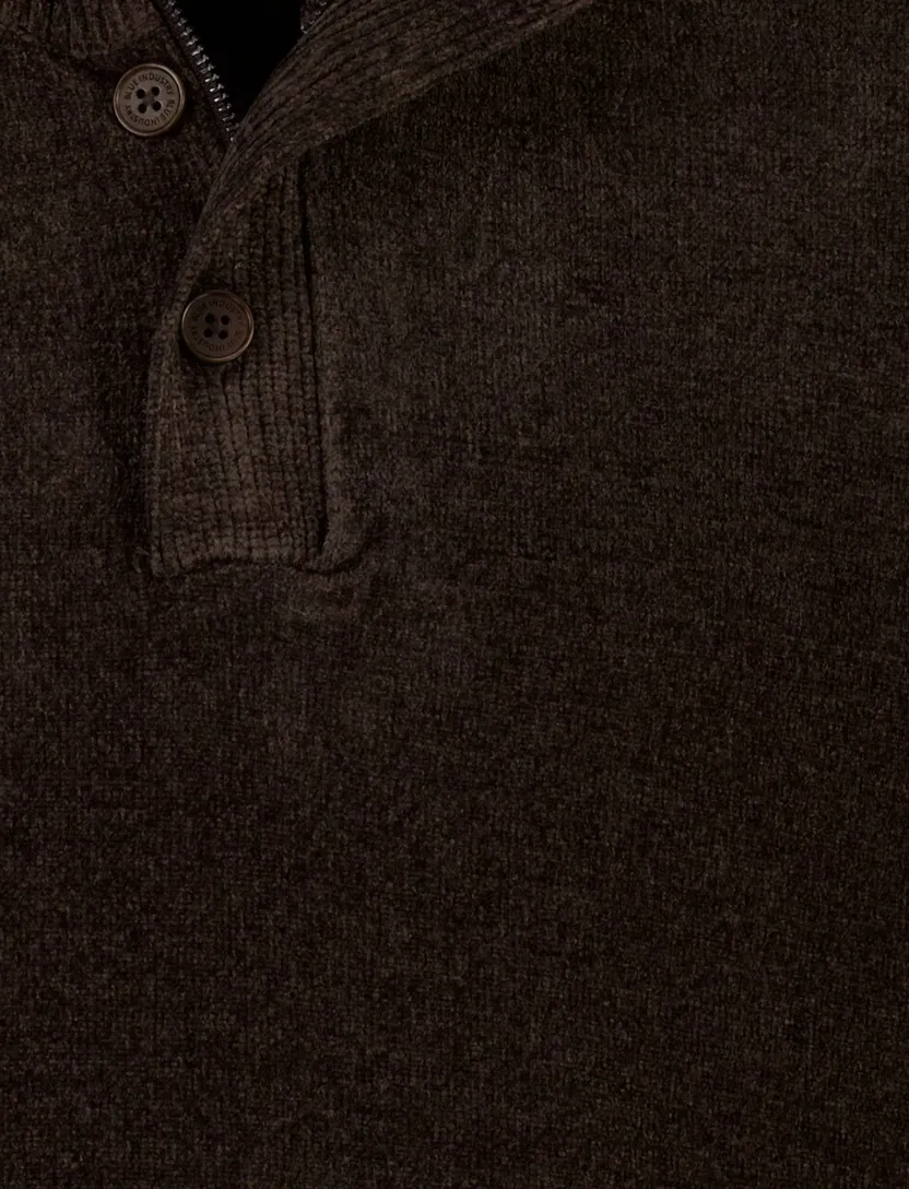 Trui Blue Industry bruin half zip