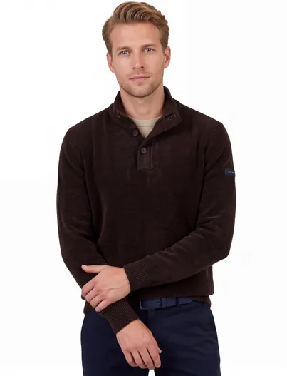 Blue Industry Trui Blue Industry bruin half zip