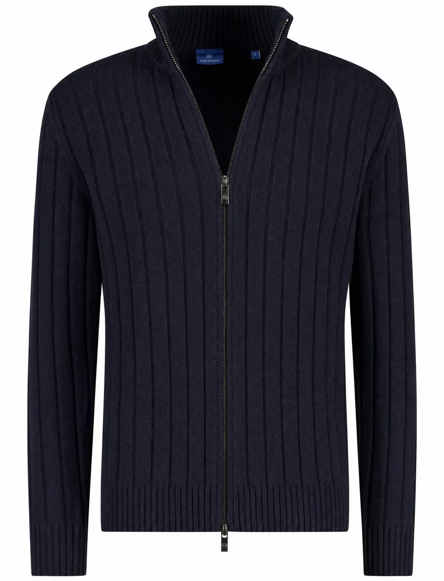 Blue Industry vest outdoor donkerblauw gebreid