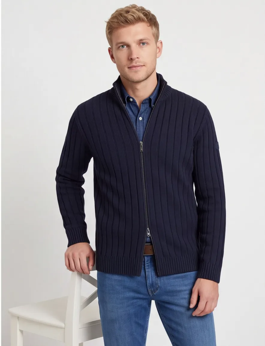 Blue Industry vest outdoor donkerblauw gebreid