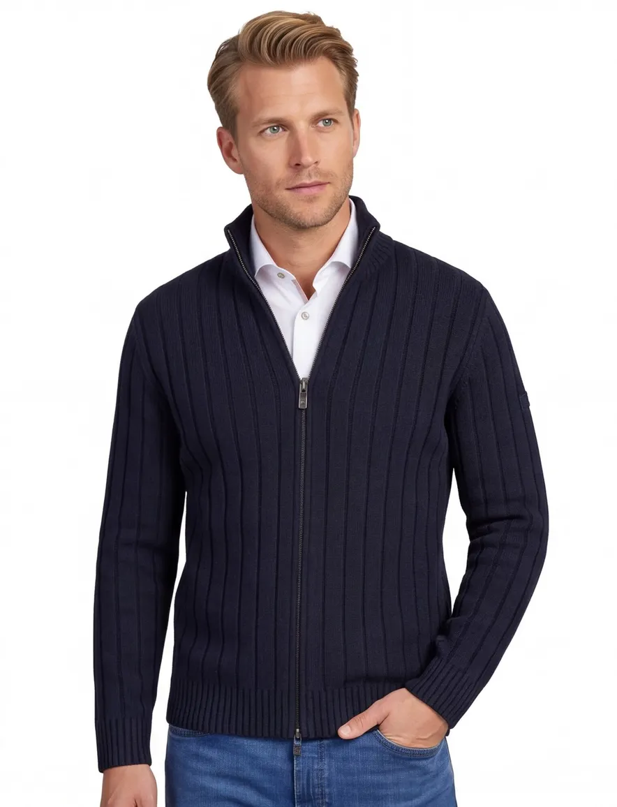 Blue Industry vest outdoor donkerblauw gebreid
