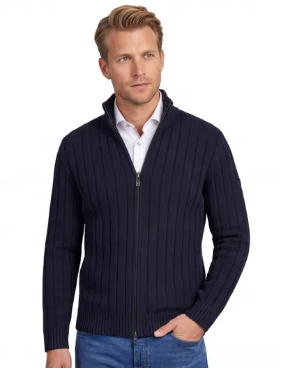 Blue Industry Vest Blue Industry donkerblauw gebreid