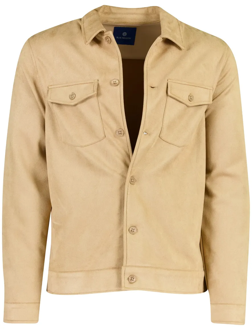 Blue Industry overshirt camel met borstzak