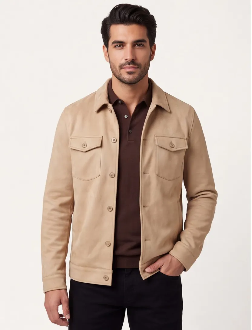 Overshirts Blue Industry camel met borstzak