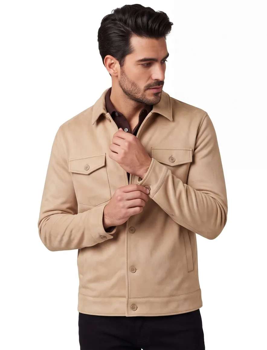 Blue Industry overshirt camel met borstzak
