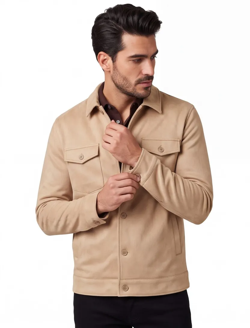 Overshirts Blue Industry camel met borstzak