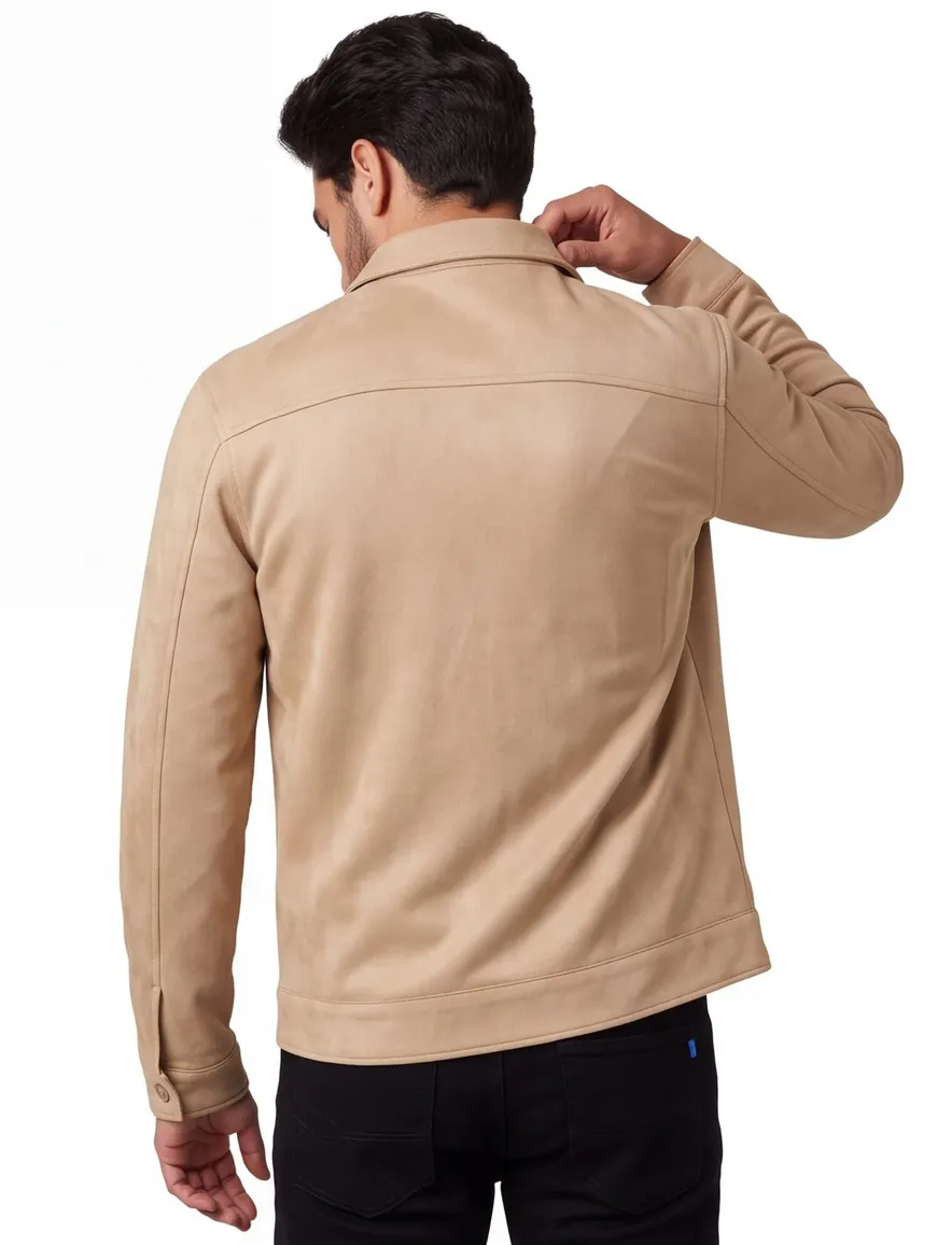 Blue Industry overshirt camel met borstzak