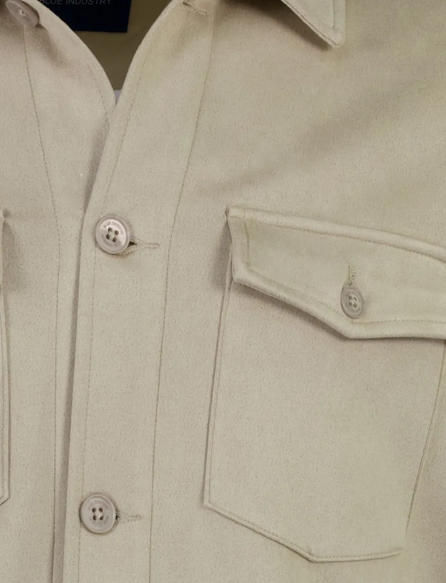 Blue Industry overshirt beige met borstzak