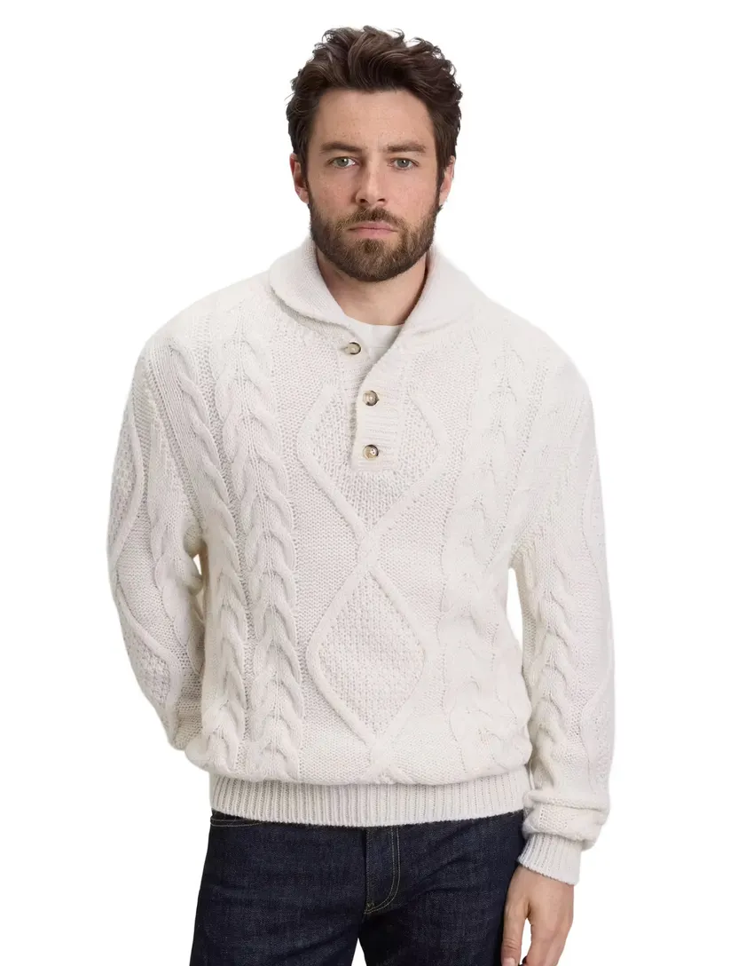 Trui Woolrich wit kabeltrui alpacawol