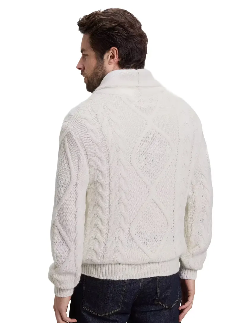 Trui Woolrich wit kabeltrui alpacawol