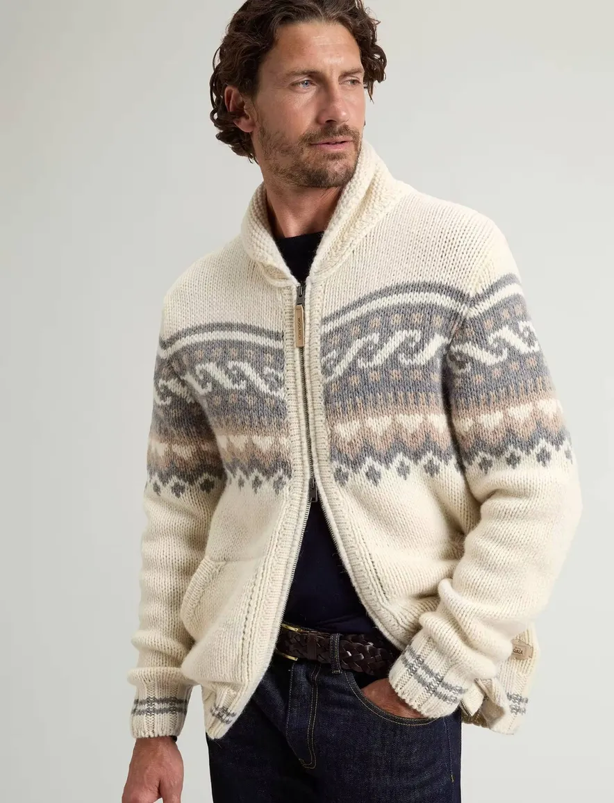 Woolrich vest outdoor wit geprint 50% lamswol en 50% alpaca