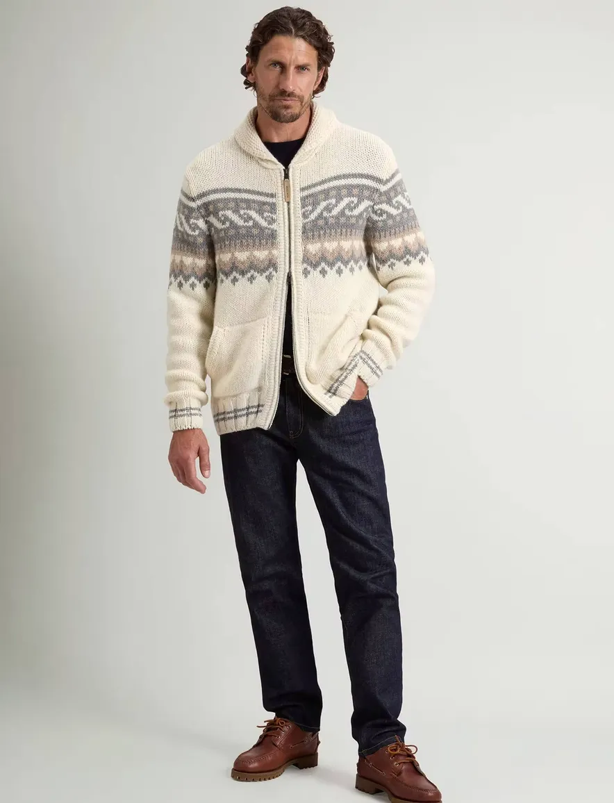 Woolrich vest outdoor wit geprint 50% lamswol en 50% alpaca