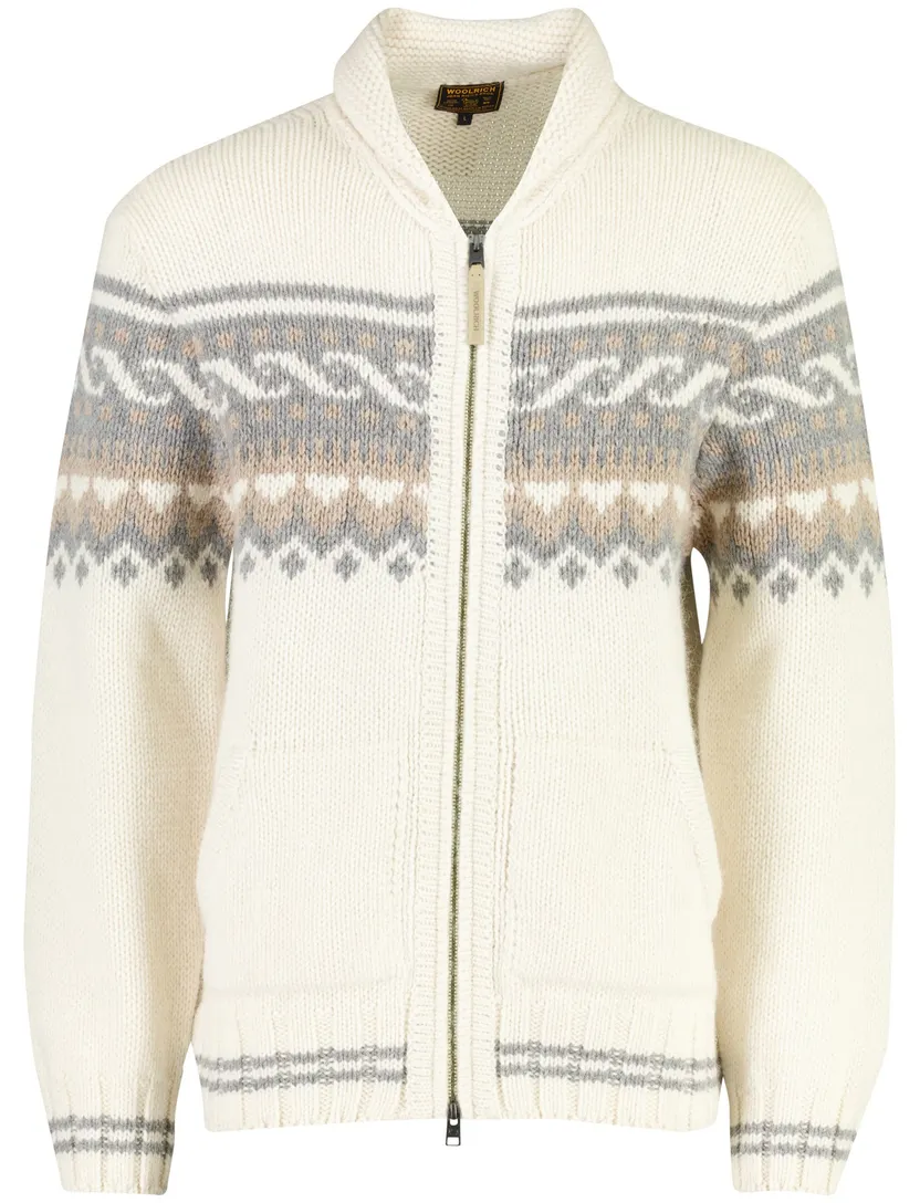 Vest Woolrich wit 50% lamswol en 50% alpaca