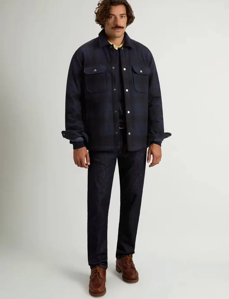 Reset overjas donkerblauw geruit