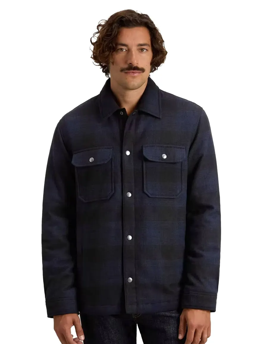 Reset overjas donkerblauw geruit
