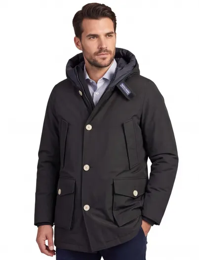 Woolrich Woolrich parka jas zwart waterafstotend gevoerd