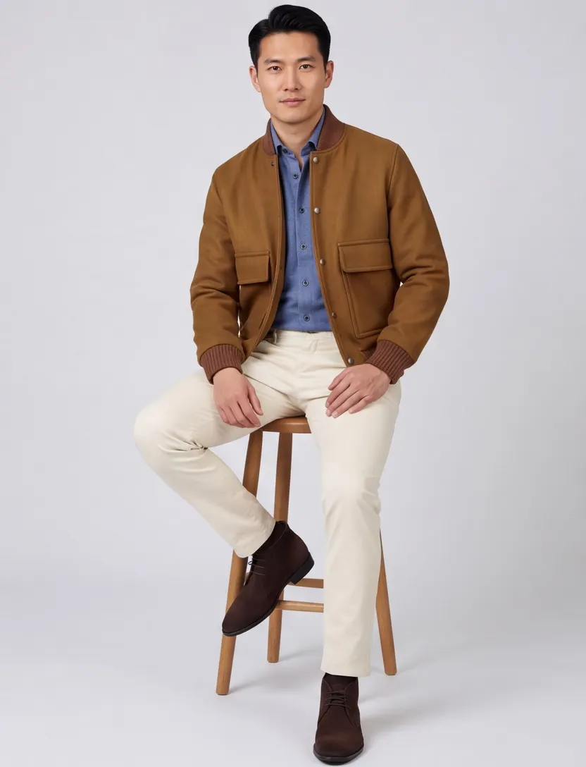 Bomberjack Woolrich bruin wol