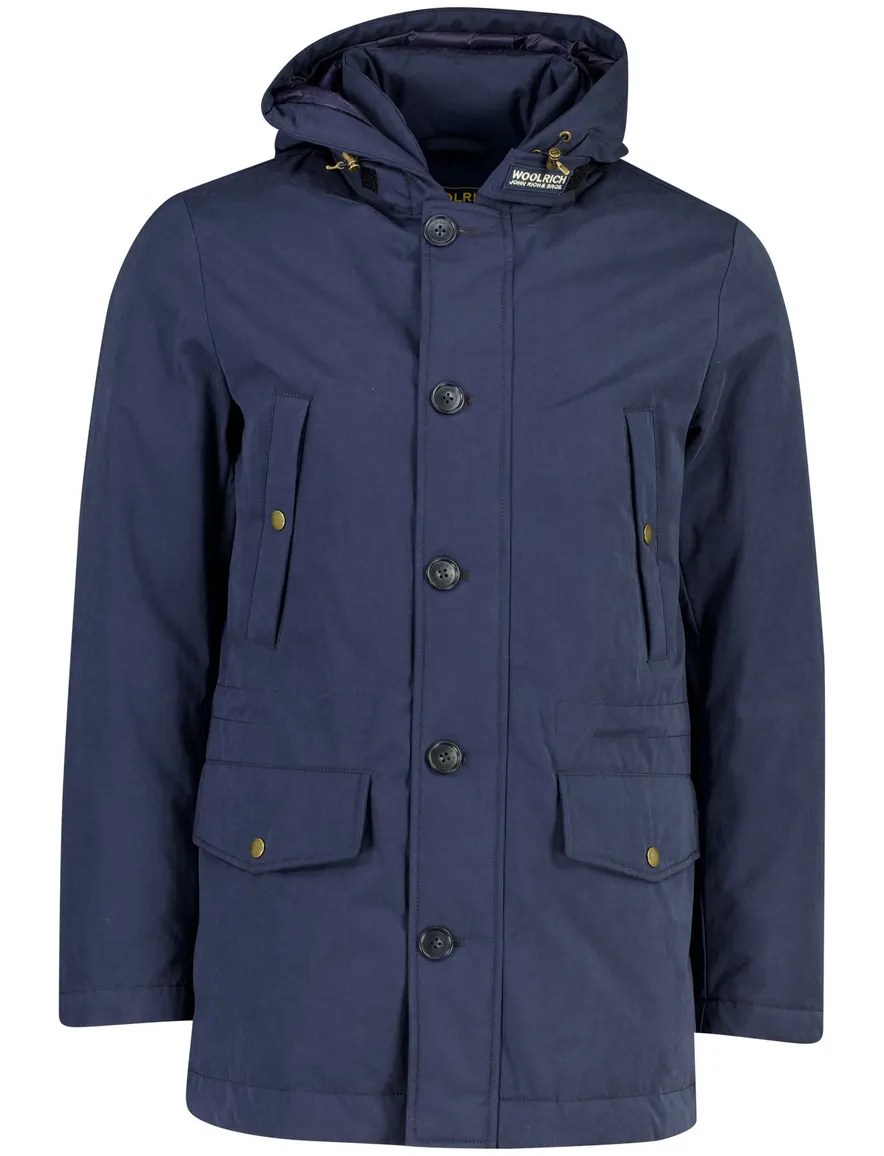 Woolrich parka jas donkerblauw gevoerd met borstzak