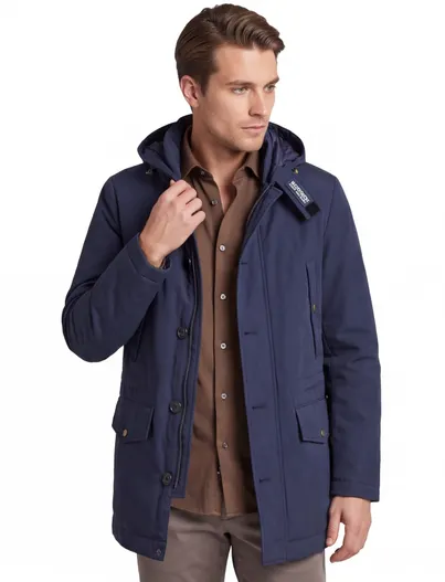 Woolrich Woolrich parka jas donkerblauw gevoerd met borstzak