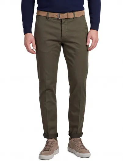 Mason's Mason's Torino gestreepte broek donkergroen