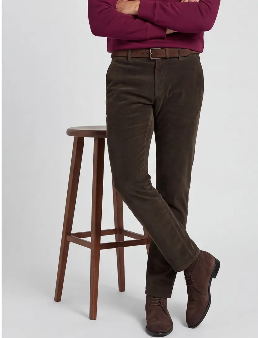 Broek Mason's Torino bruin chino flatfront