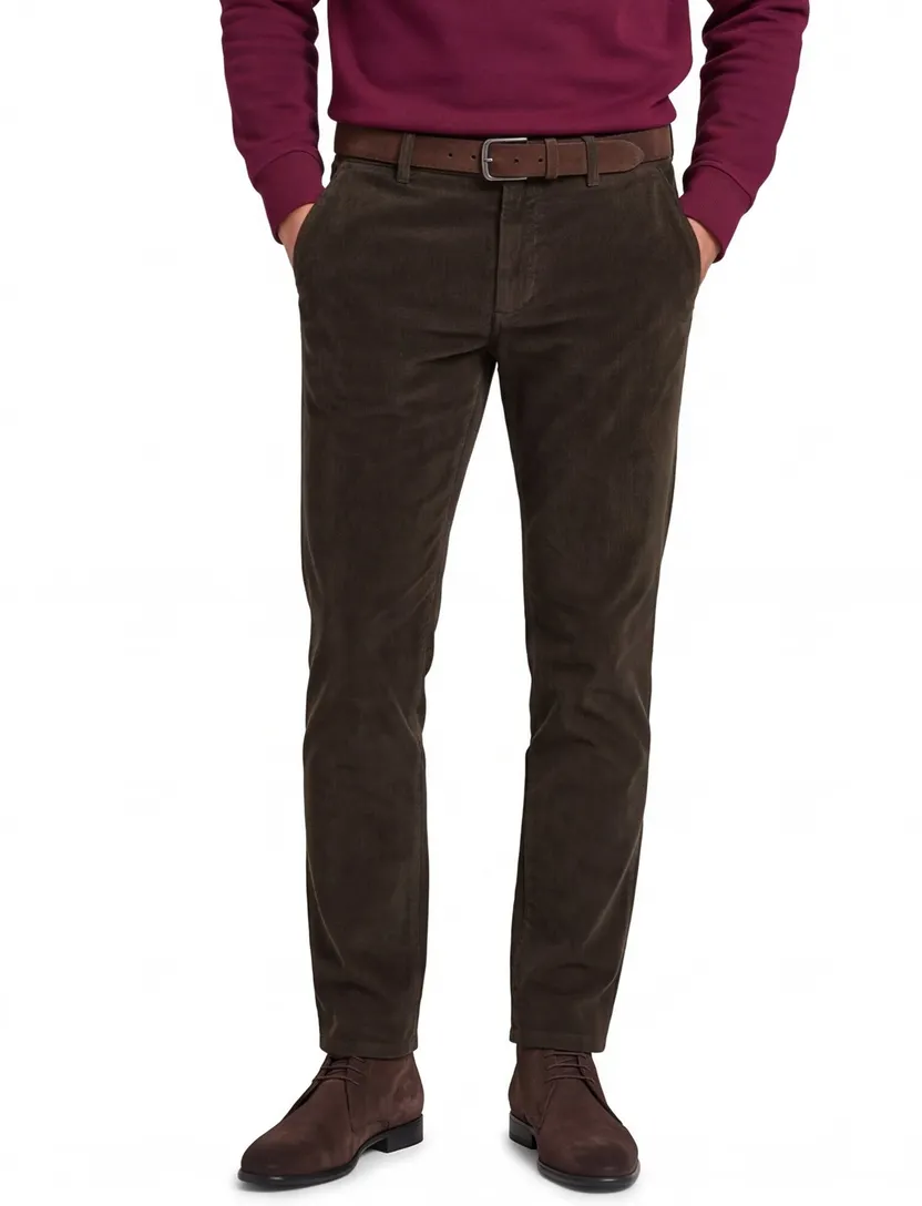 Broek Mason's Torino bruin chino flatfront
