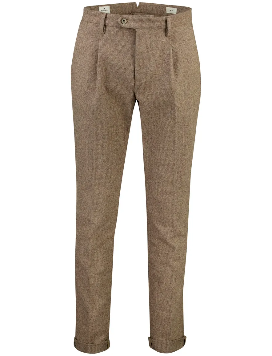 Mason's broek camel flatfront model met omslag