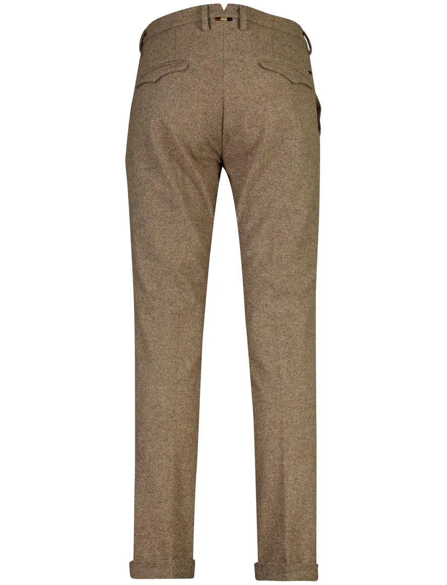 Mason's broek camel flatfront model met omslag