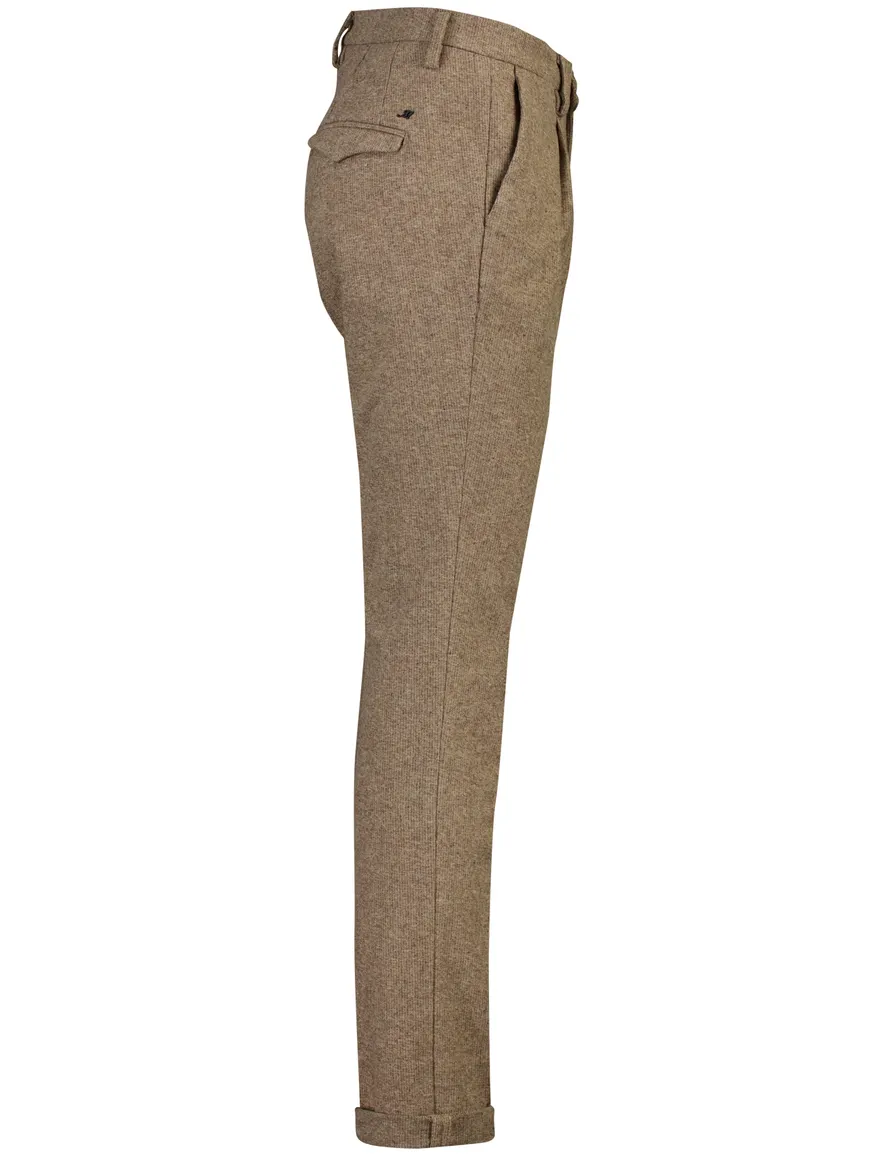 Mason's broek camel flatfront model met omslag