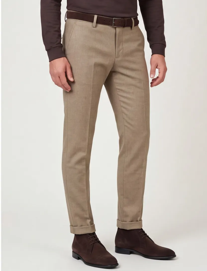 Broeken Mason's beige wol