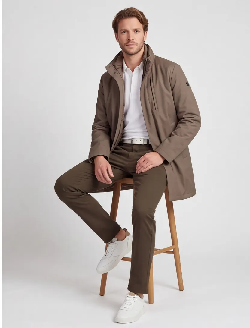 Parka Duno bruin met uitritsbare binnenjas taupe