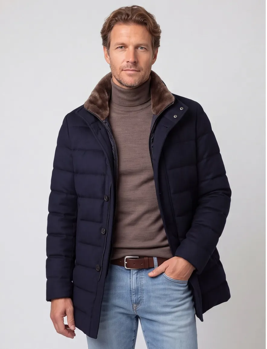 Duno overjas donkerblauw effen
