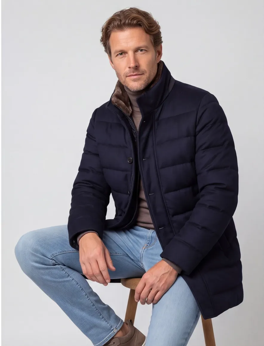 Duno overjas donkerblauw effen