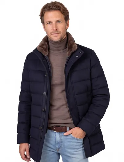 Duno Duno overjas donkerblauw effen