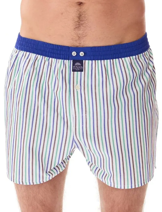Ondergoed Mc Alson blauw boxershort gestreept wit groen